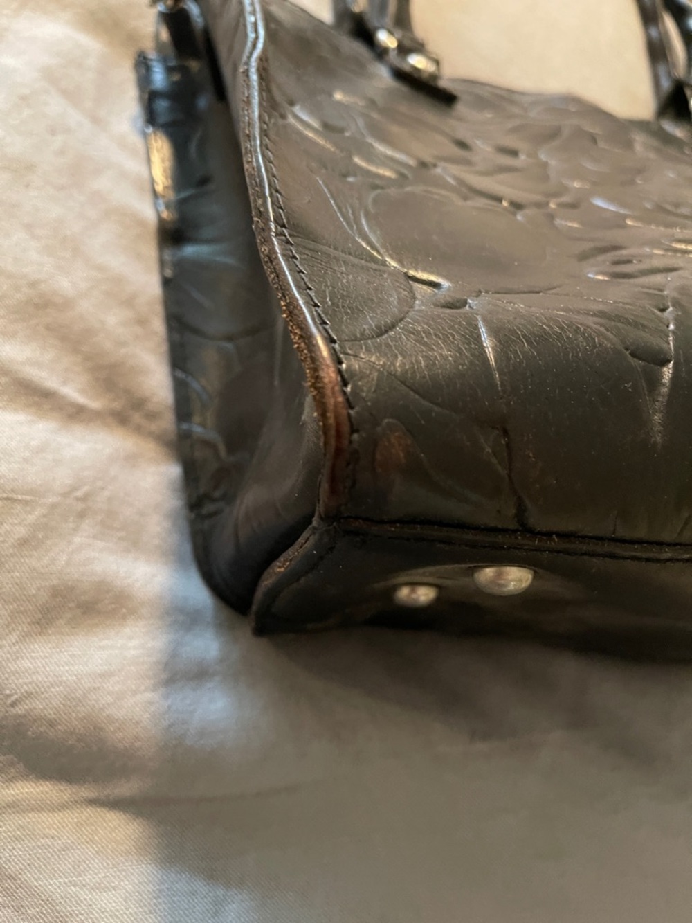 Patricia Nash Black Embossed Leather Shoulder Tote - Picture 8 of 15